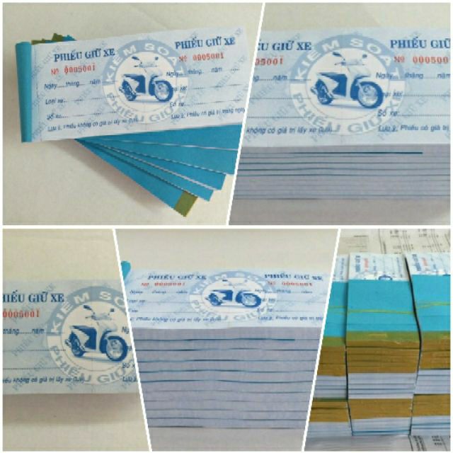 10 Quyển Phiếu giữ xe có số Seri