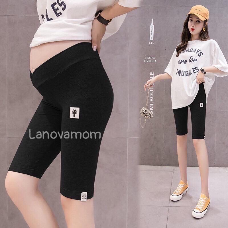 Quần bầu legging LỬNG CẠP CHÉO MÈO - quần bầu ngố đẹp - đồ bầu sỉ