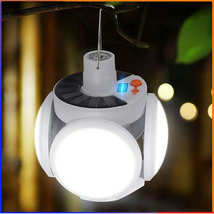 Đèn led 4 cánh e27 bốn chế độ sáng sạc năng lượng mặt trời ,đèn năng lượng mặt trời