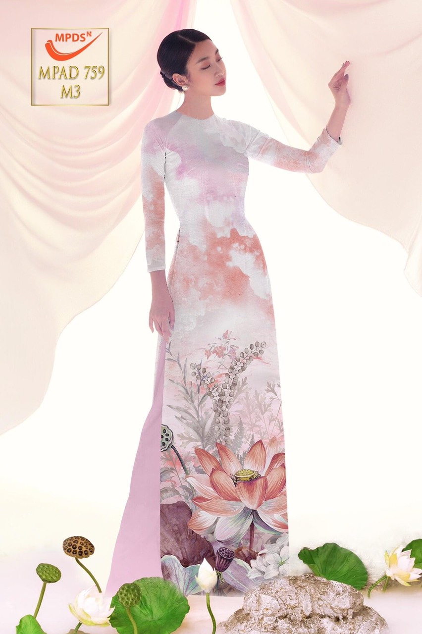 Vải áo dài hoa sen
