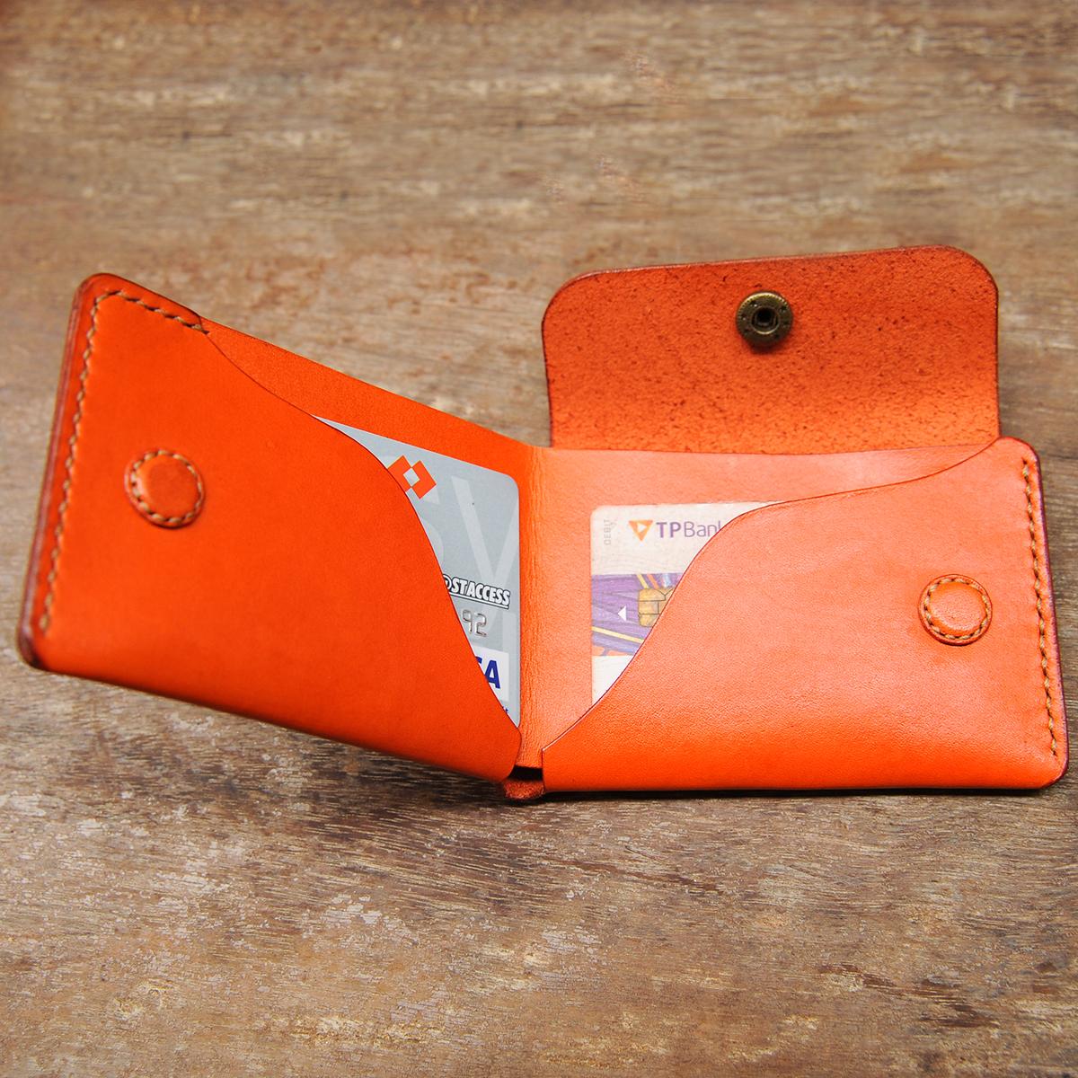 Bóp nữ - thời trang - da bò - màu cam - đồ da thủ công SMC167