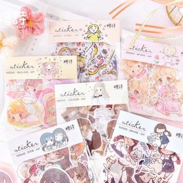 Gói 40 Pcs Stickers Dễ Thương Dùng Để Trang Trí Diy