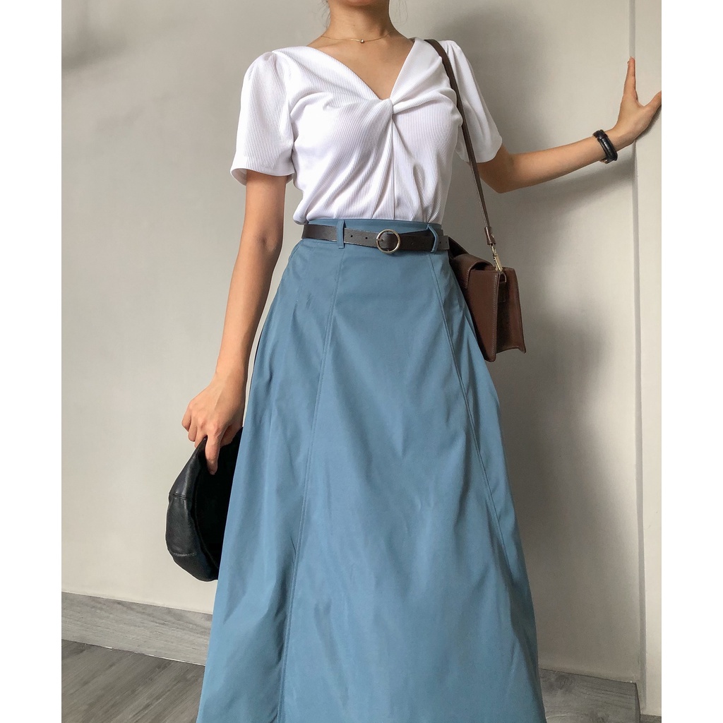 Chân váy dáng dài xếp ly