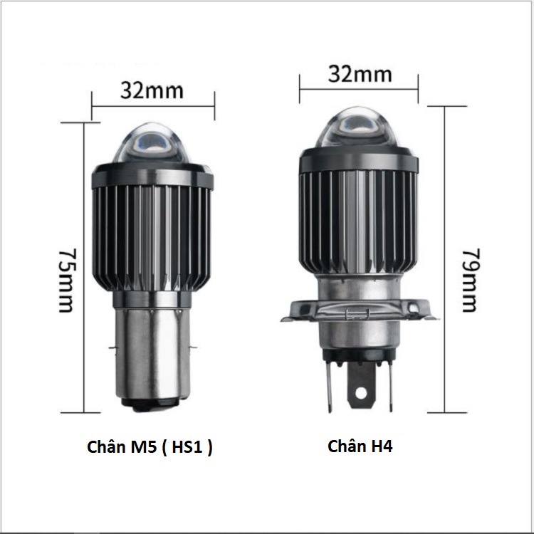Đèn pha led xe máy bi cầu mini cos vàng pha trắng