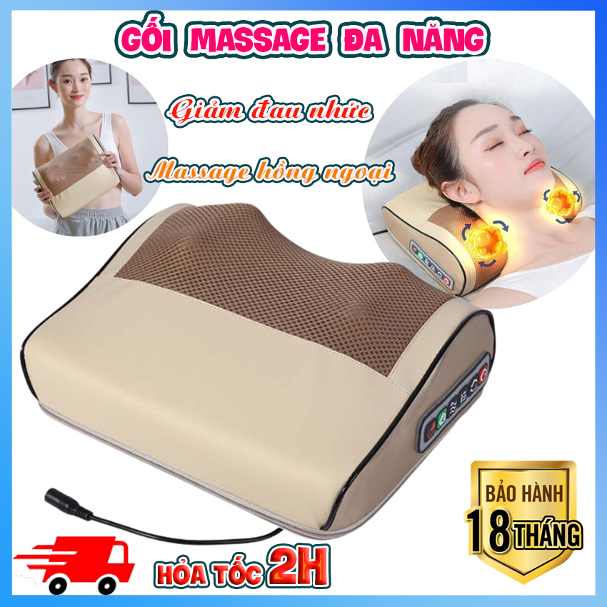 Gối massage cổ đa năng massage cổ vai gáy - Máy mát xa cổ vai gáy công nghệ Nhật Bản - Máy massage cổ - Goi massage cổ gáy - 16 bi, massage hồng ngoại, hỗ trợ giảm đau nhức mỏi cổ, vai gáy, toàn thân