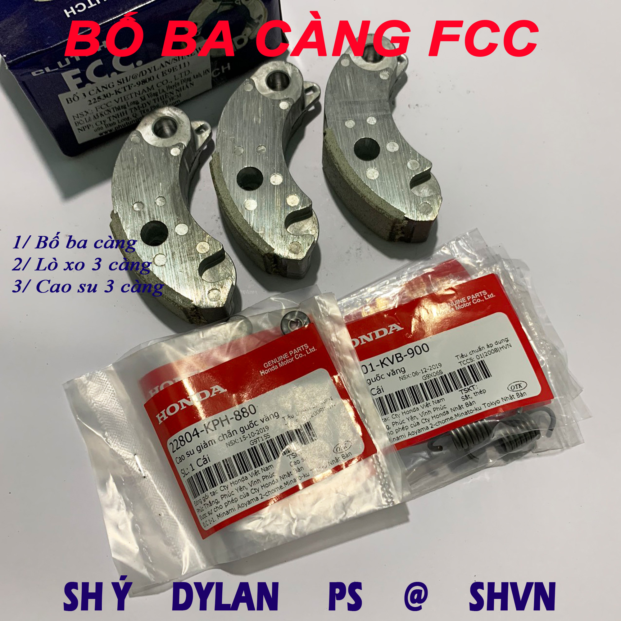 Bố ba càng SH Ý Dylan  PS A Còng - Tặng bộ lò xo chống rung đầu xe