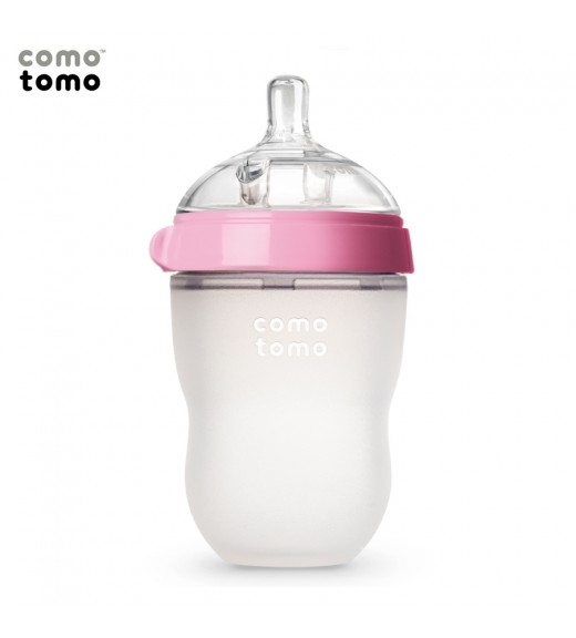 BÌNH SỮA SILICONE COMOTOMO 250ML - HỒNG