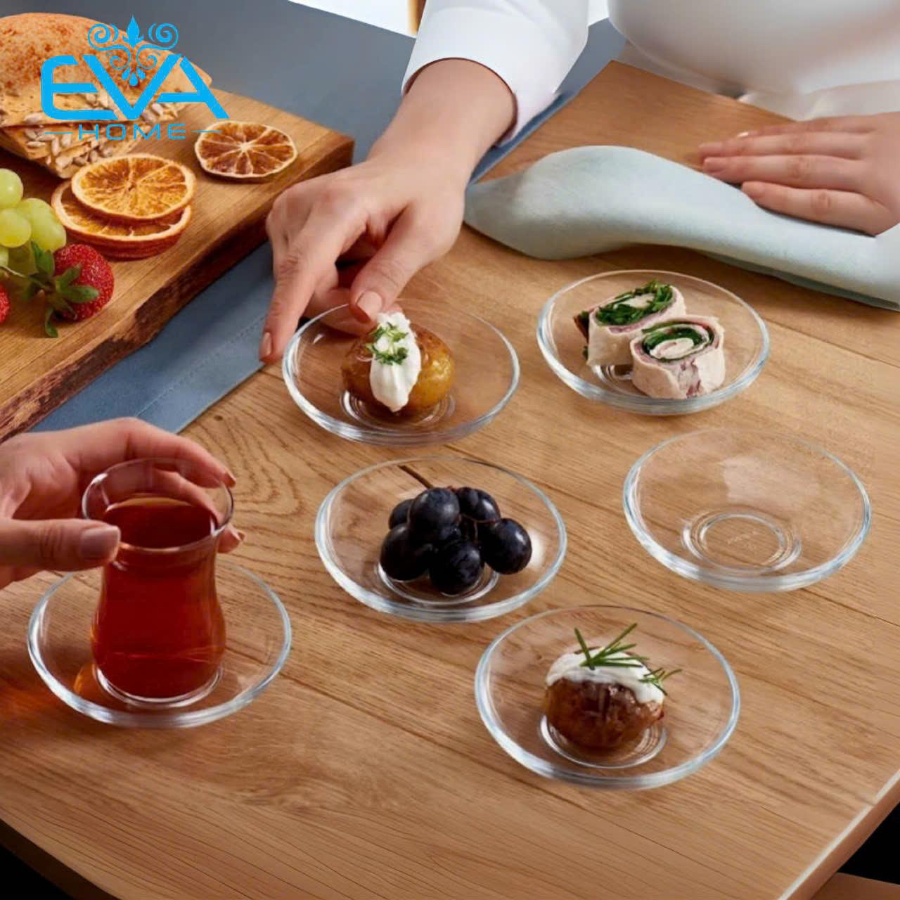 Dĩa Thuỷ Tinh Lót Ly Tách Đường Kính 9cm Cao Cấp / Mini Glass Plate