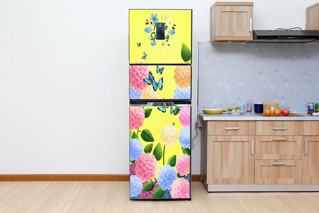 [HCM]Decal trang trí tủ lạnh mẫu Hoa Cẩm Tú Cầu