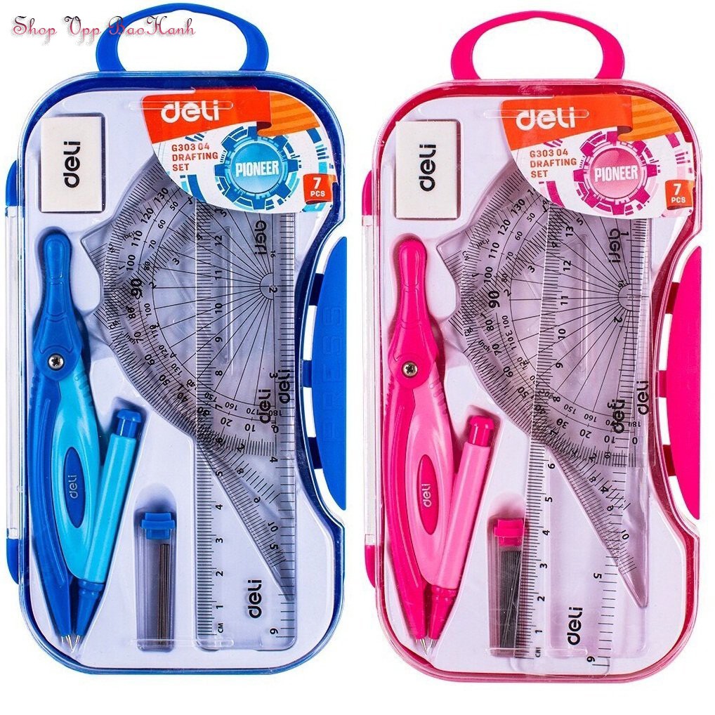 Bộ Dụng Cụ Học Sinh 7 Món Eke, Compa Deli G30304-FREESHIP(Chính Hãng)