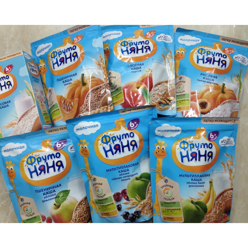 Bột ăn dặm Fruto Nga đủ vị cho bé từ 4m+ nhiều vị gạo sữa 4m