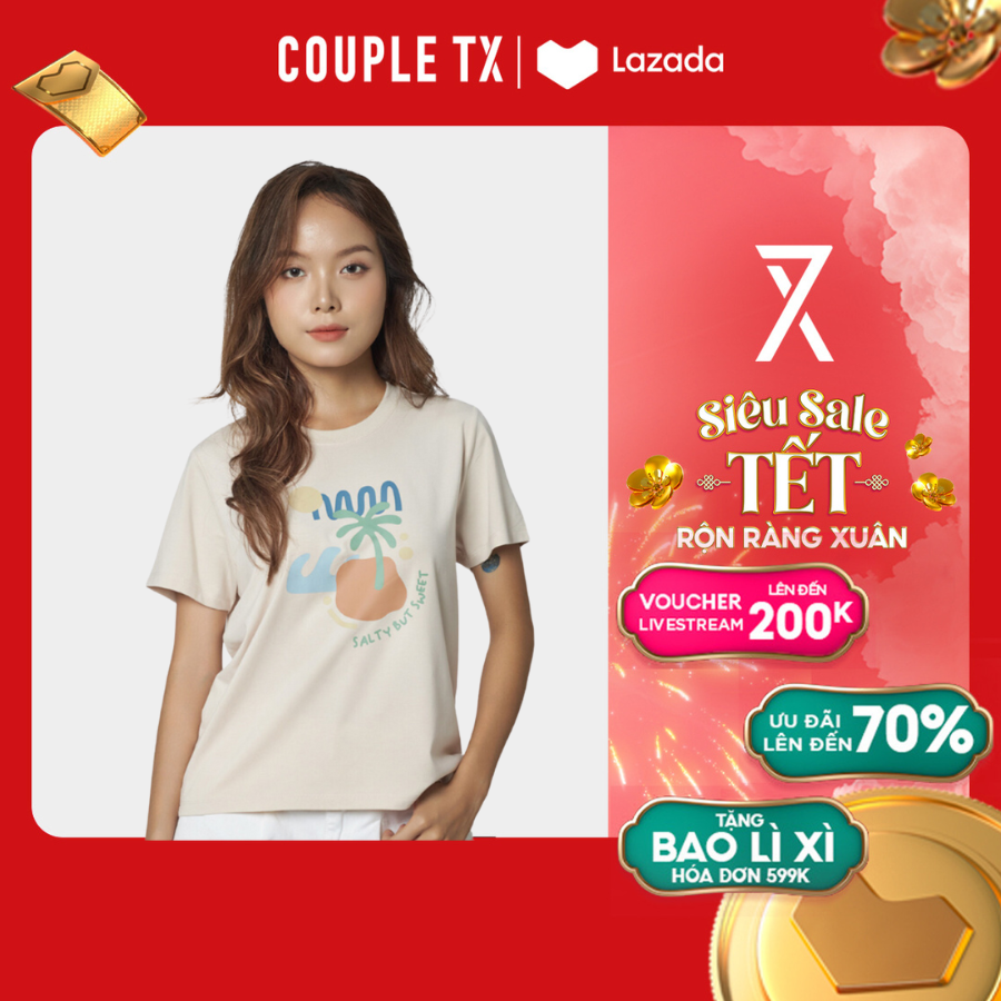 [15.1 - 17.1 Voucher lên đến 200K] Áo Thun Nữ COUPLE TX - Áo Phông Cotton, Tay Ngắn, Cổ Tròn, Hình In Modal In Art WTS 2370