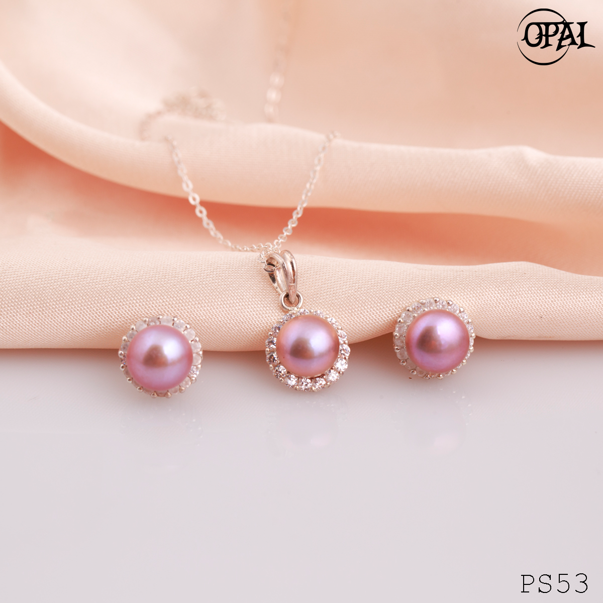 Ps53-bộ trang sức bạc đính ngọc trai opal