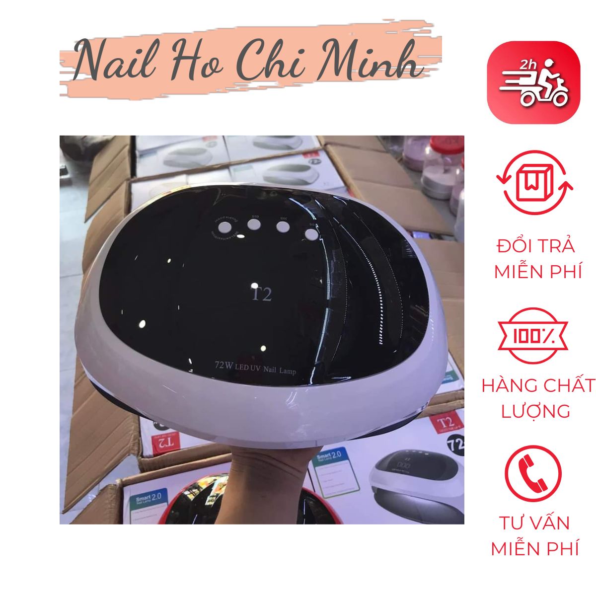[HCM]Máy hơ gel T2 72w hơ siêu nhanh - máy rộng hơ được cả 2 bàn