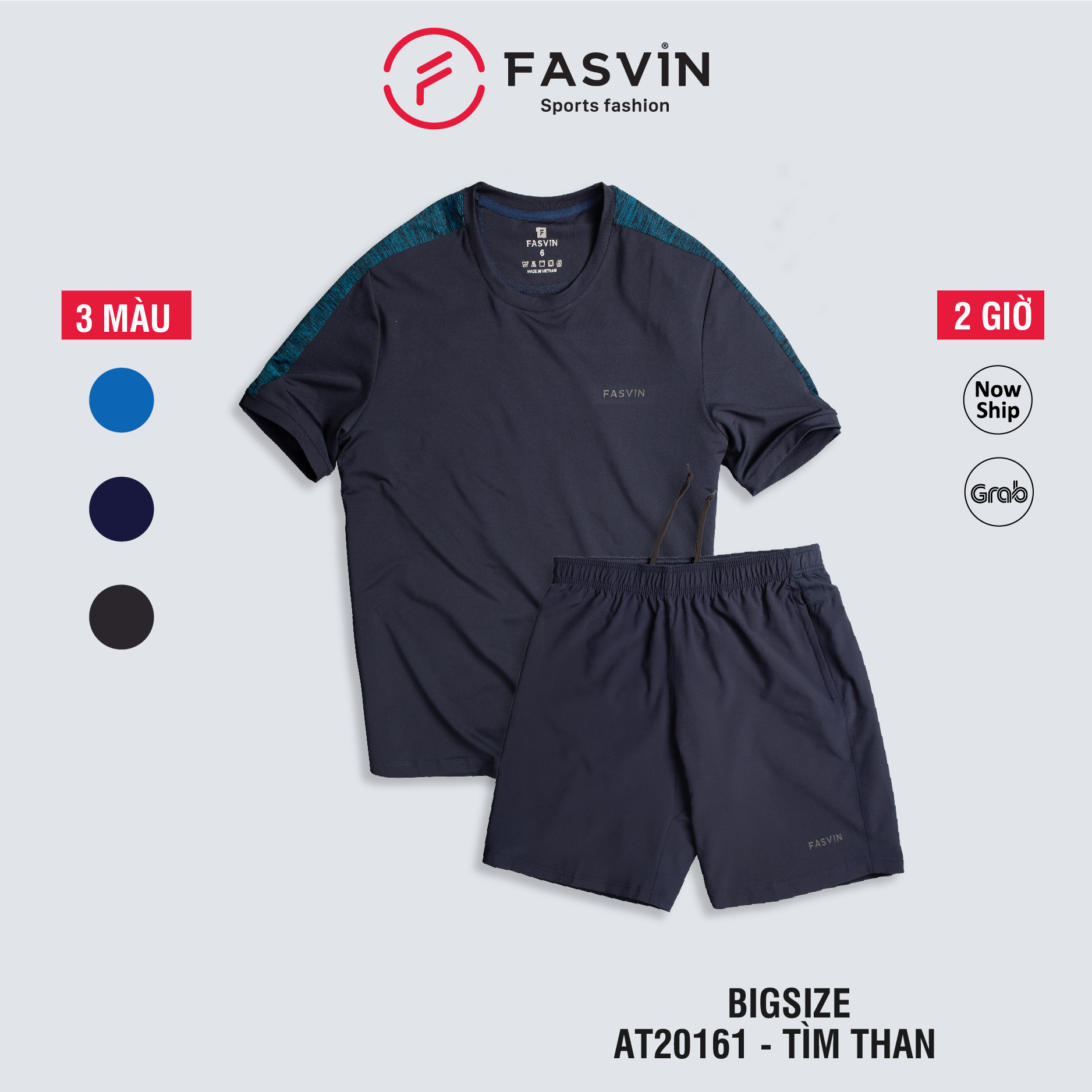 Bộ quần áo thể thao Big Size cộc tay nam Fasvin AT20161.HN chất thun cao cấp mềm mịn thoáng mát