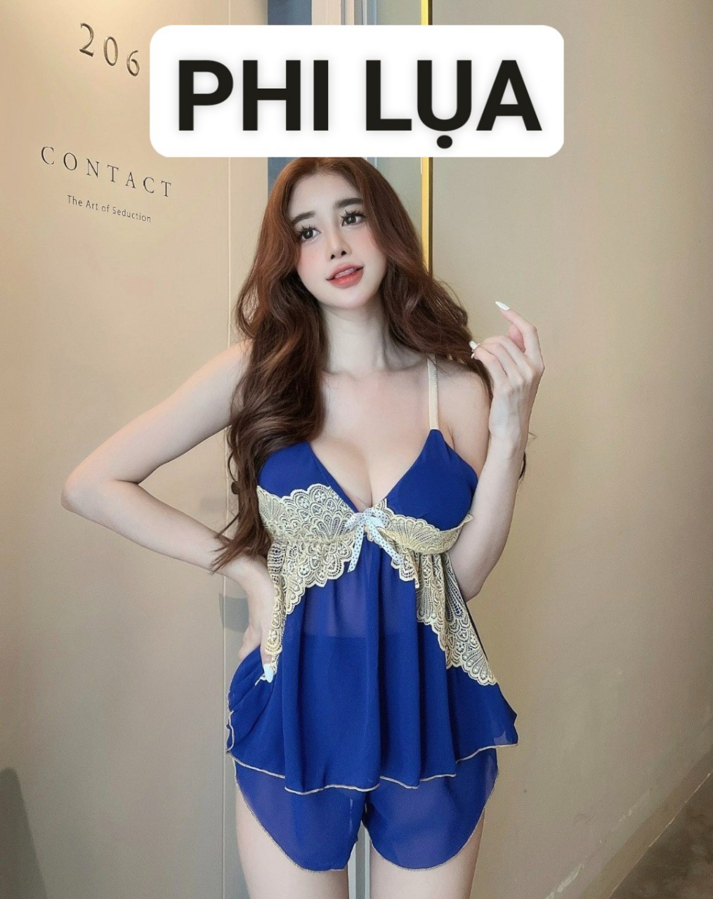 Set đồ ngủ vải phi lụa có mút phối ren quyến rũ freesize dưới 57kg đồ ngủ phối ren quyến rũ mềm mát