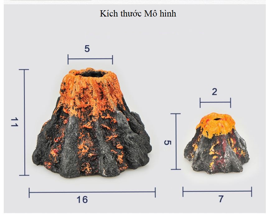 Mô hình núi lửa phun trào có đầu sủi oxi bên trong (tặng ống khí)