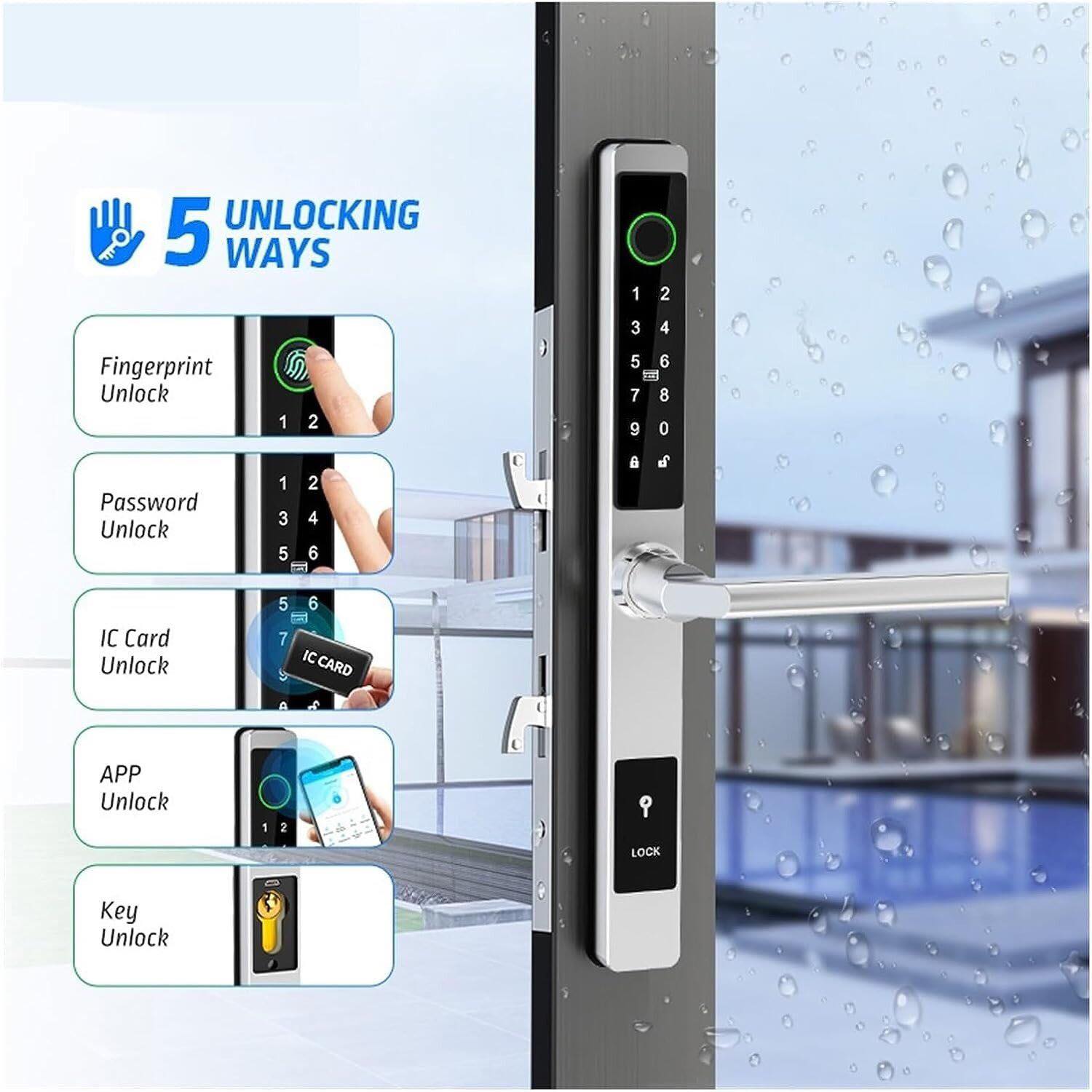 Khóa vân tay cửa nhôm App TTLock RS1
