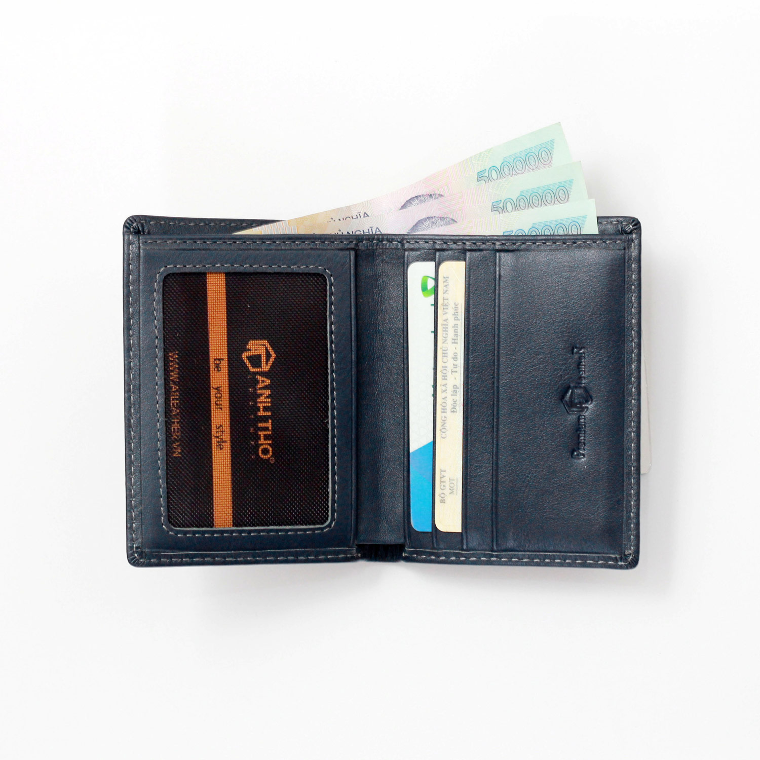 Ví mini da bò AT055, chất da tự nhiên mềm mại, form ví 11x8.5cm, kèm hộp đựng và PBH 03 năm, Anh Tho Leather