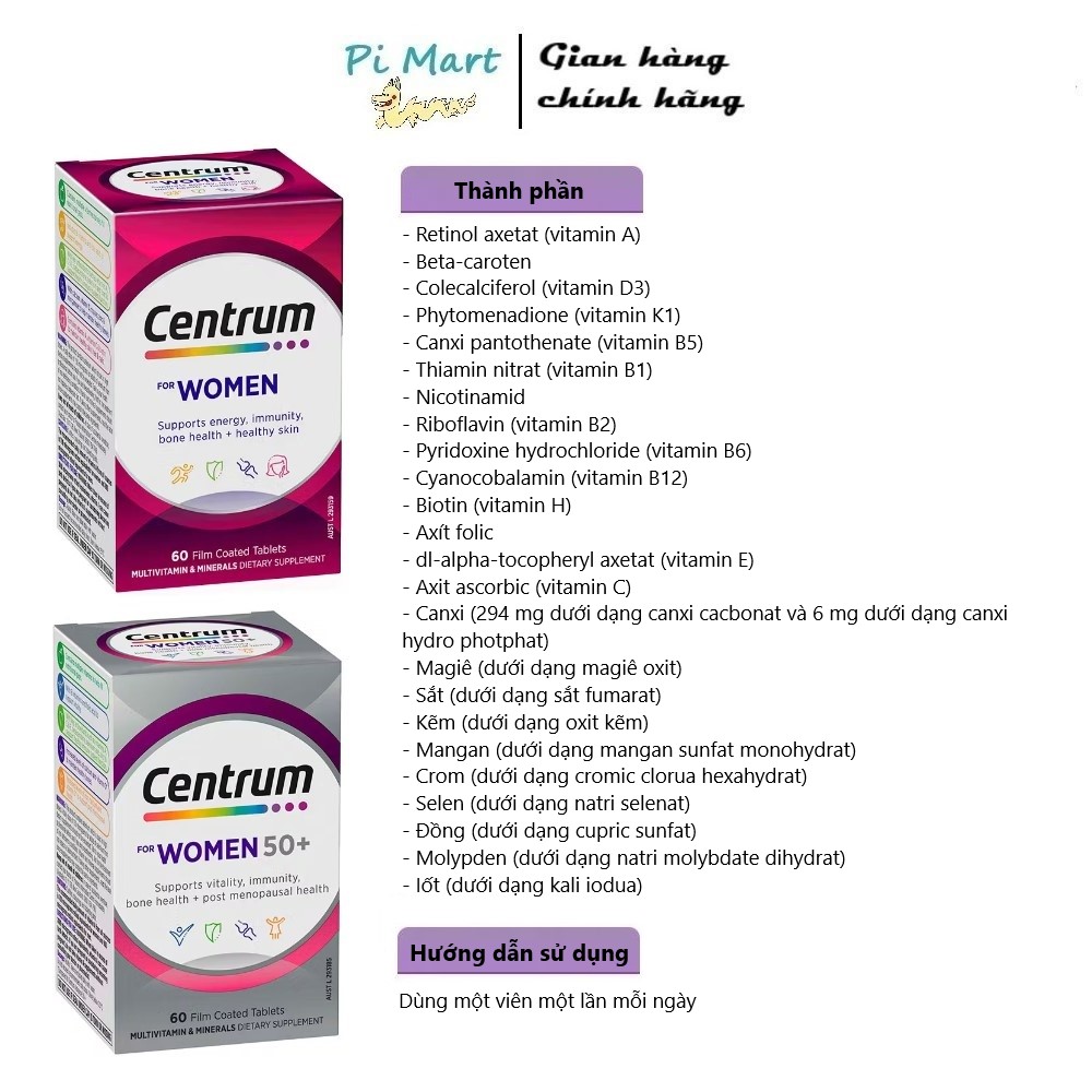 Viên Vitamin Tổng Hợp Centrum Dành Cho Nữ Giới