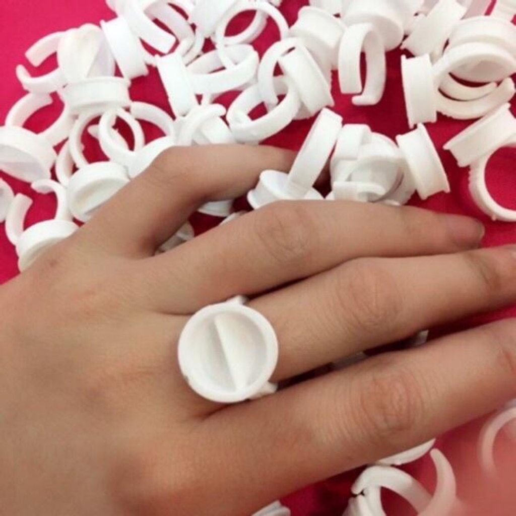 (100 cái) Nhẫn đựng mực, keo nối mi