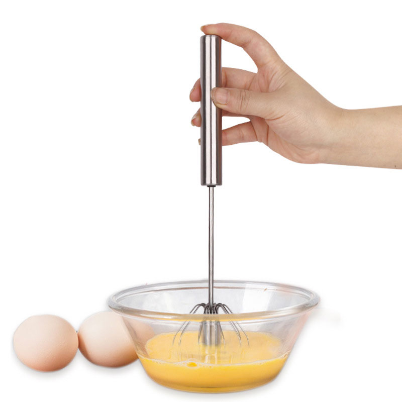 Self Rotating Shaft Stainless Steel Egg Beater