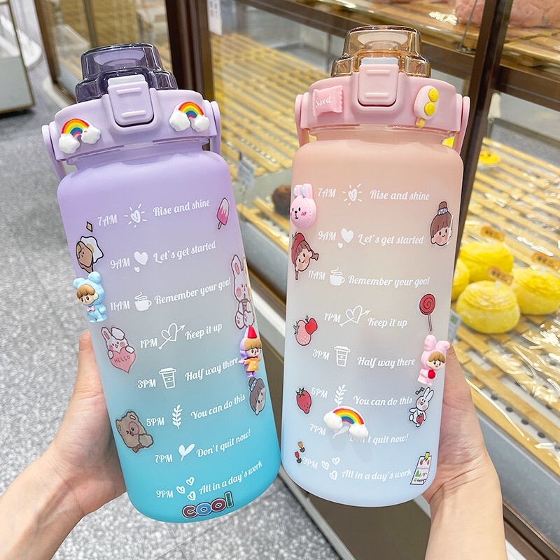 Bình nước 2 lít bình nước di động bình nước thể thao dung tích lớn - bình nước thể dục thể thao ngoài trời có tay cầm