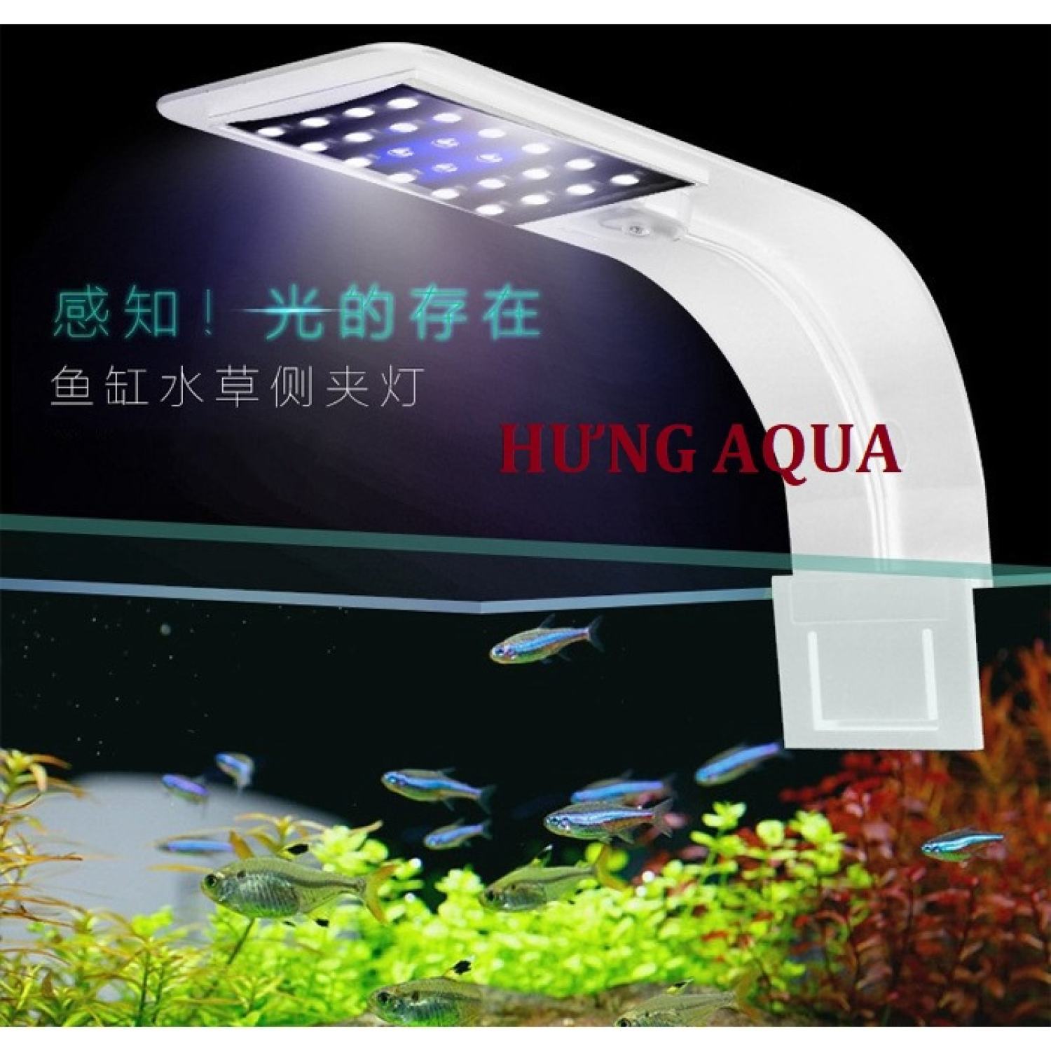 Đèn led bể cá, đèn led kẹp thành bể cá Jeneca X5 siêu sáng, thiết kế đẹp cho bể dưới 50cm