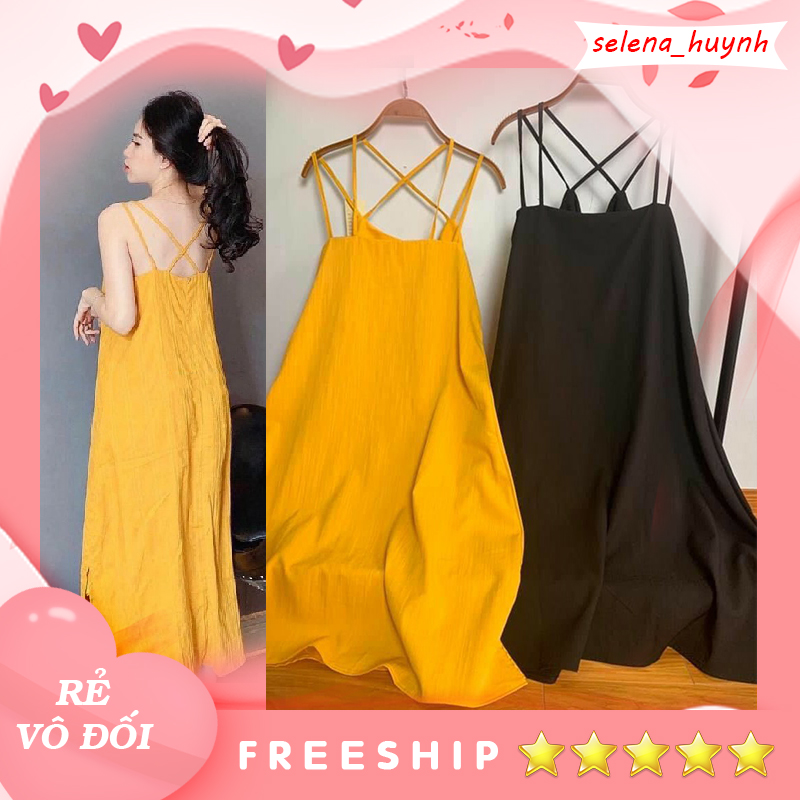 Đầm đũi maxi 2 dây đan lưng Selena huynh