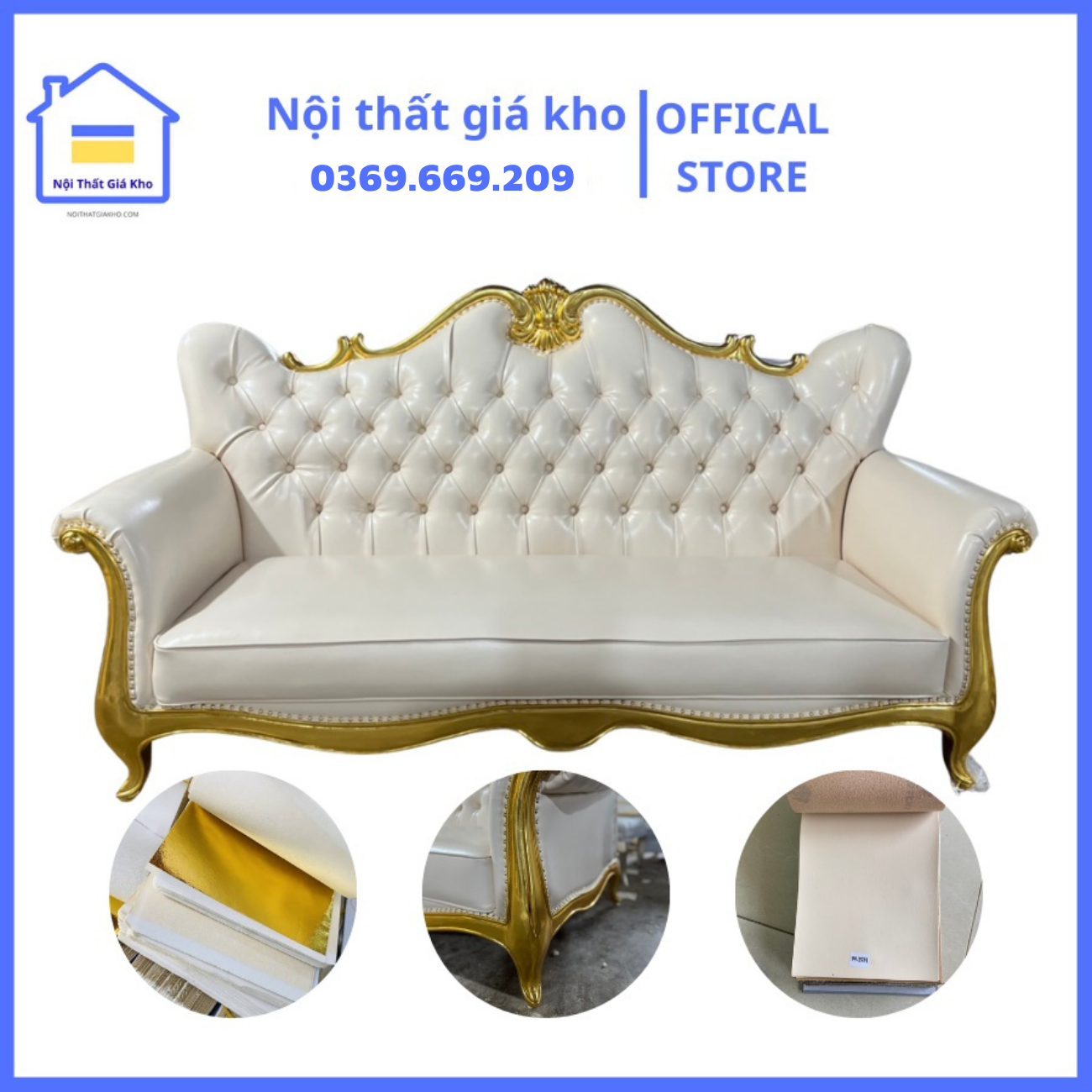 Ghế sofa tân cổ điển phòng khách - sofa cổ điển bọc da nhập khẩu