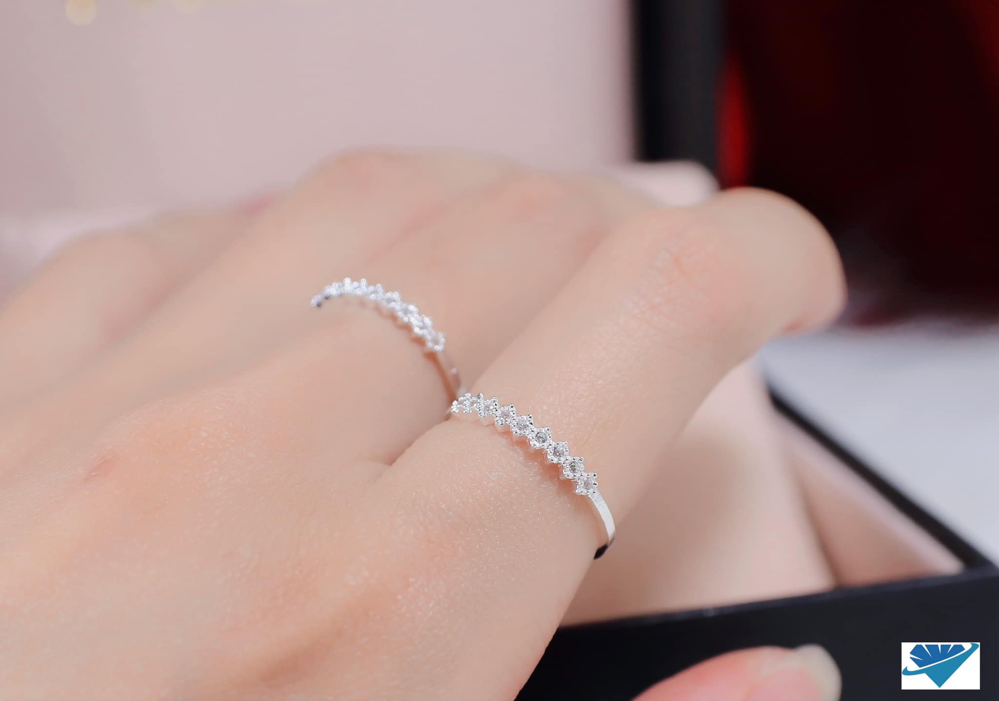 Nhẫn nữ mặt dải đá chất liệu bạc s925 MS35d