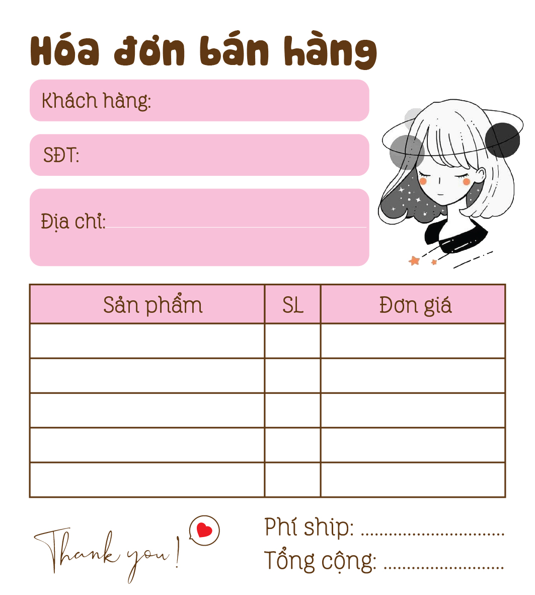 [ Hàng Sẵn ] Hóa Đơn Bán Hàng Mini 1 Liên Dễ Thương