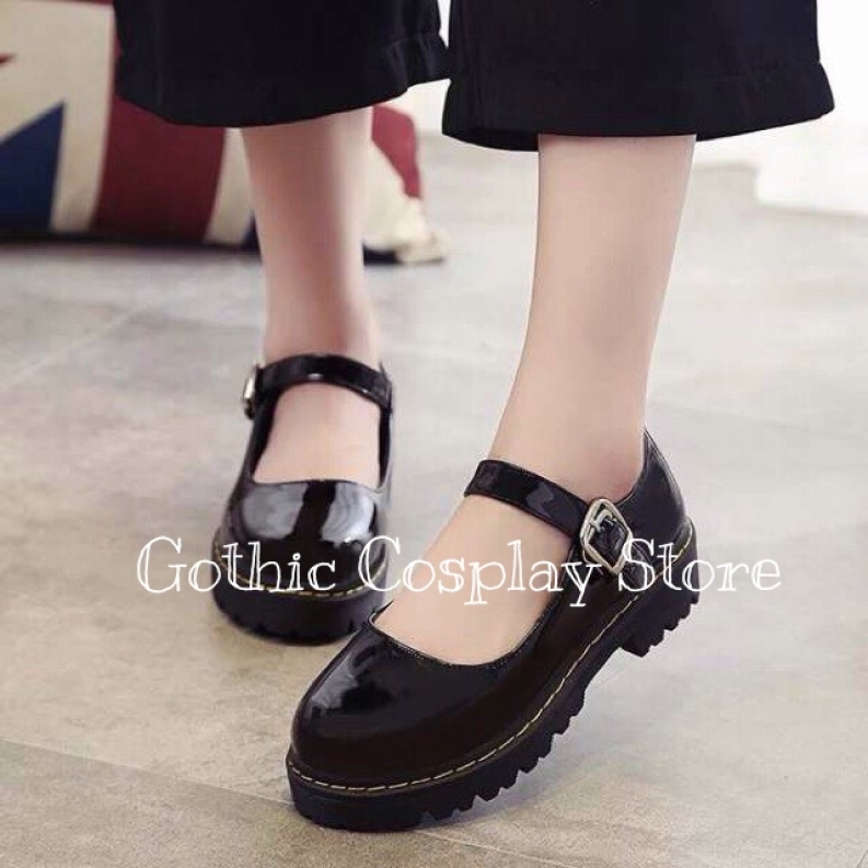 🍁Giày búp bê lolita Mary Janes quai ngang cosplay màu đen ( Gothic Cosplay ) giá rẻ