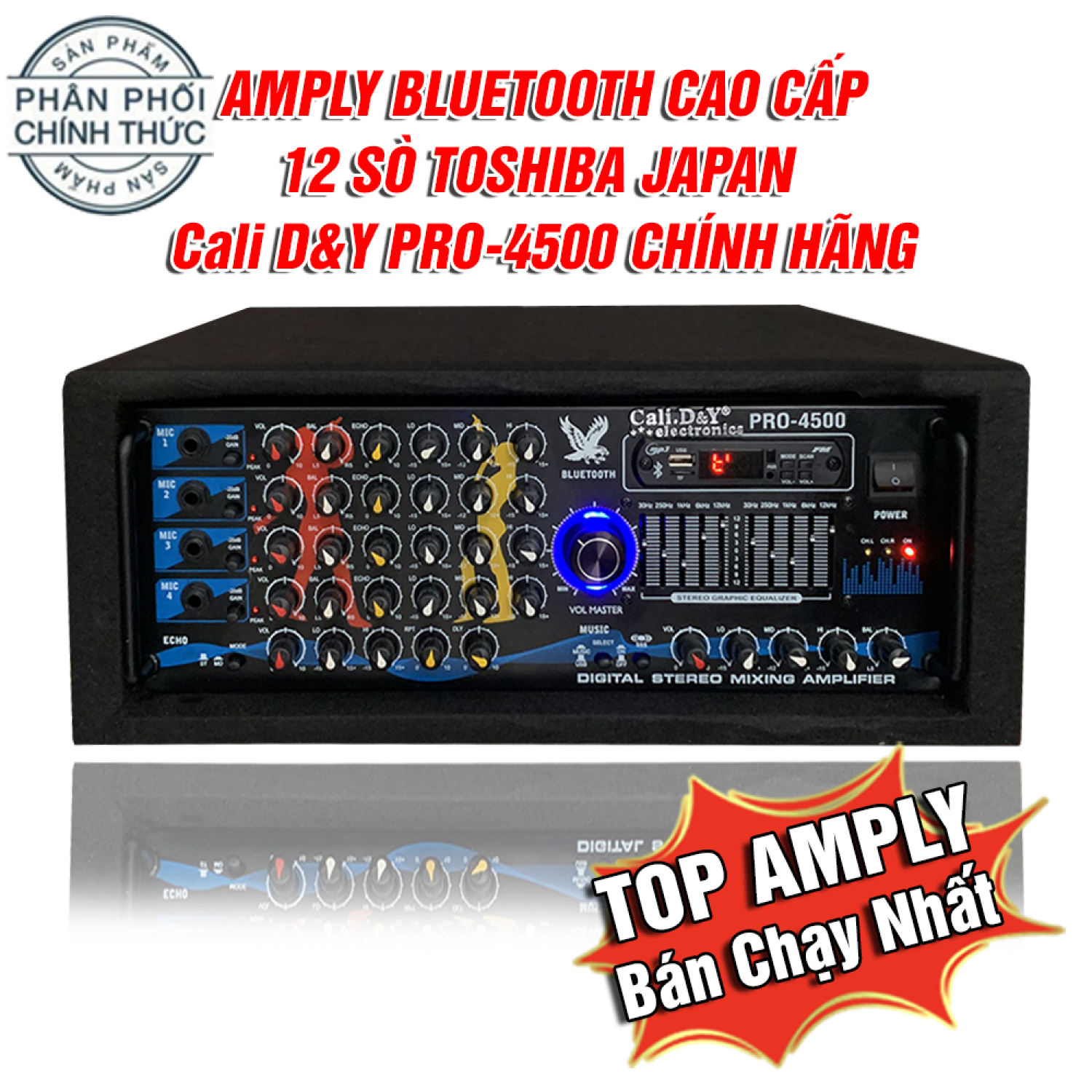 Sale Sale [Trả góp 0%]Âm Ly 12 SÒ LỚN Amply kết nối Bluetooth Cali.D&amp;Y PRO-4500 Ampli bản nâng cấp cực mạnh Karaoke gia đình nhà hàng sân khấu hội trường