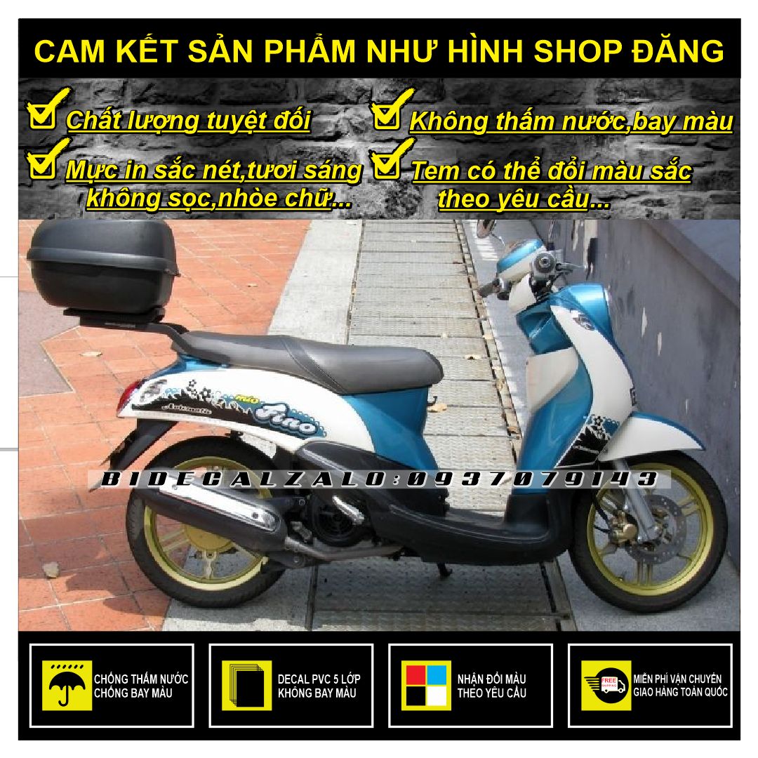Tem rời mio fino classico bông hoa xanh trắng