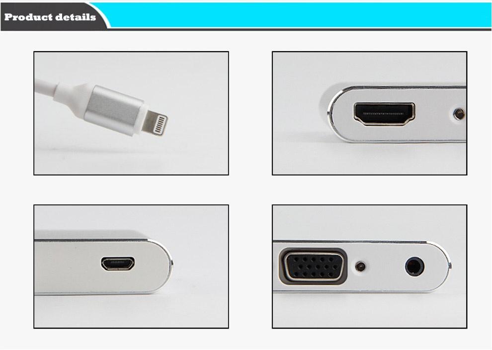 Cáp Chuyển Lightning Ra Hdmi Và Vga Có Cổng Audio chất lượng cao