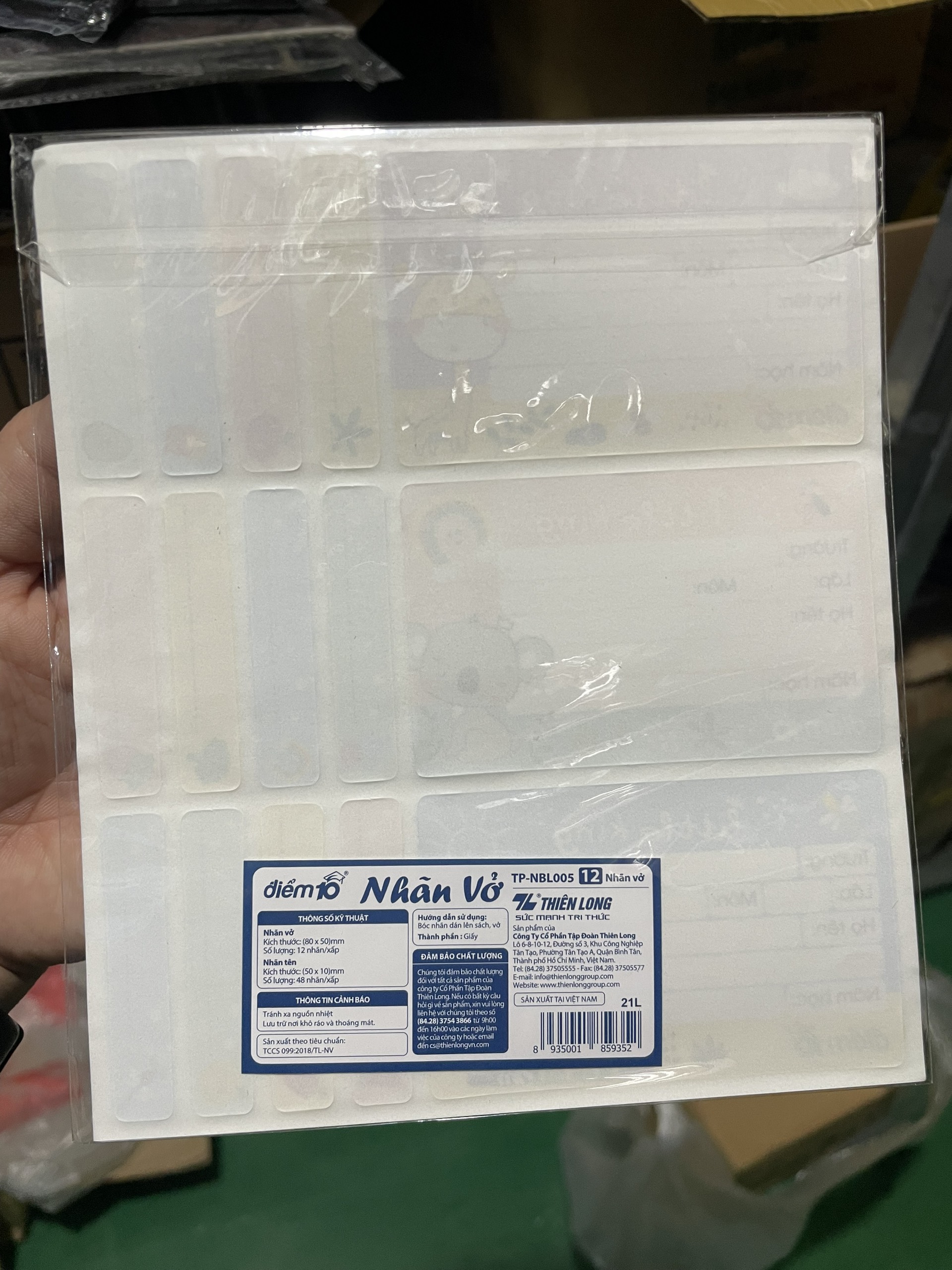 (5 Xấp 60 Cái) Nhãn vở học sinh Thiên Long Điểm 10 TP-NBL005