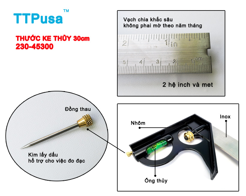 Thước Ke Thủy 30cm TTPusa
