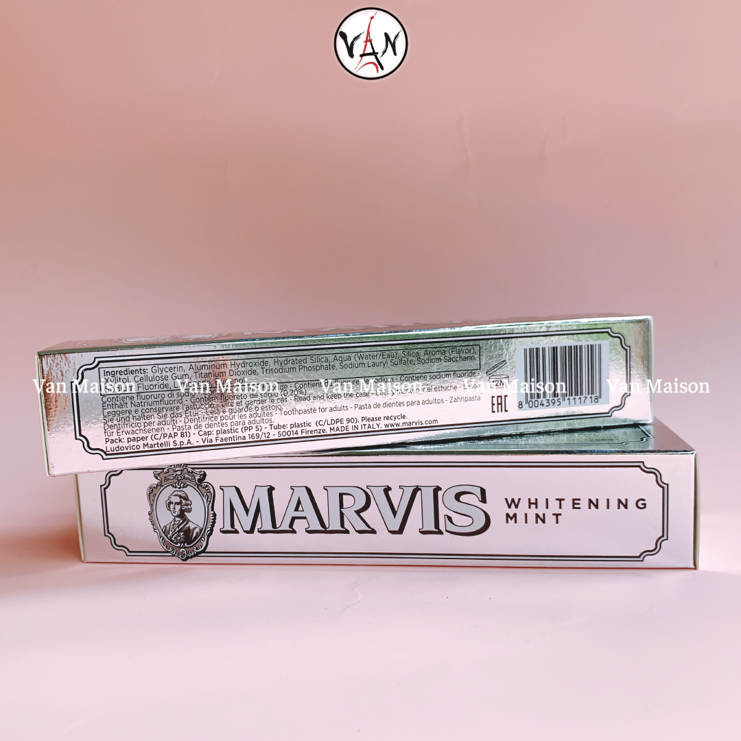 Kem đánh răng marvis màu bạc làm trắng răng whitening mint toothpaste 85ml