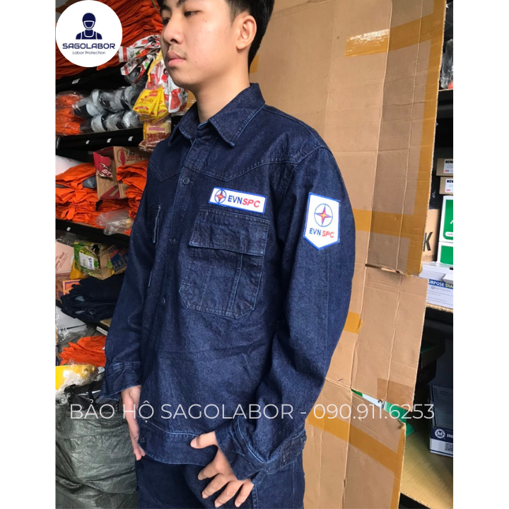 Quần áo điện lực jean xanh đen chuẩn 2023