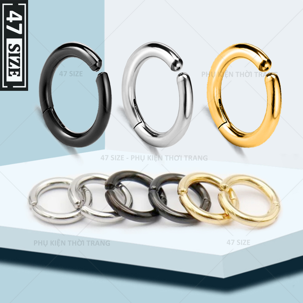 Khuyên tai nam nữ không cần bấm lỗ, khuyên tai kẹp tròn từ thép titan siêu bền, không dị ứng, không gỉ