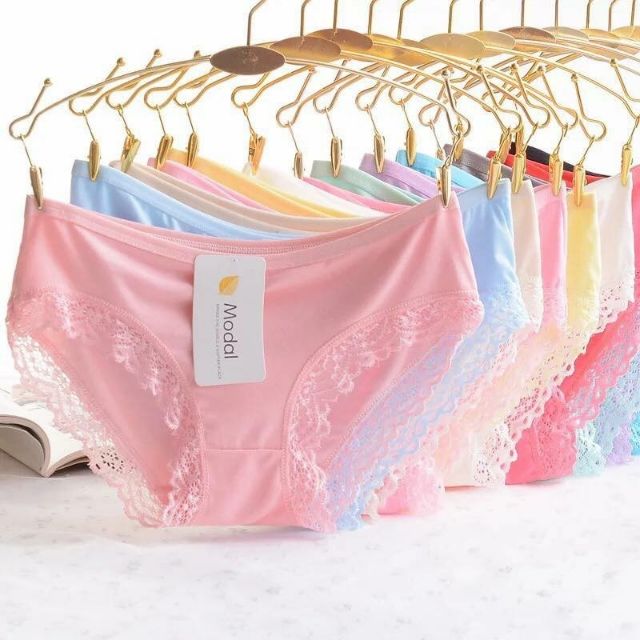 Bộ 10 Quần lót cotton viền ren Modal