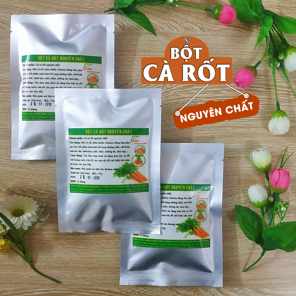 Bột Cà Rốt Nguyên Chất 20g Chợ Quê