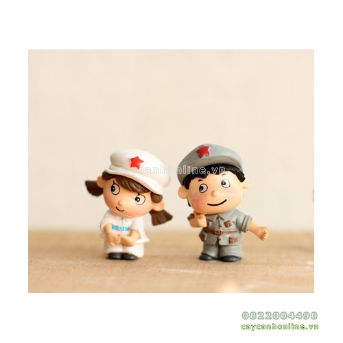 Tượng Cặp đôi lính tượng trang trí tiểu cảnh mini