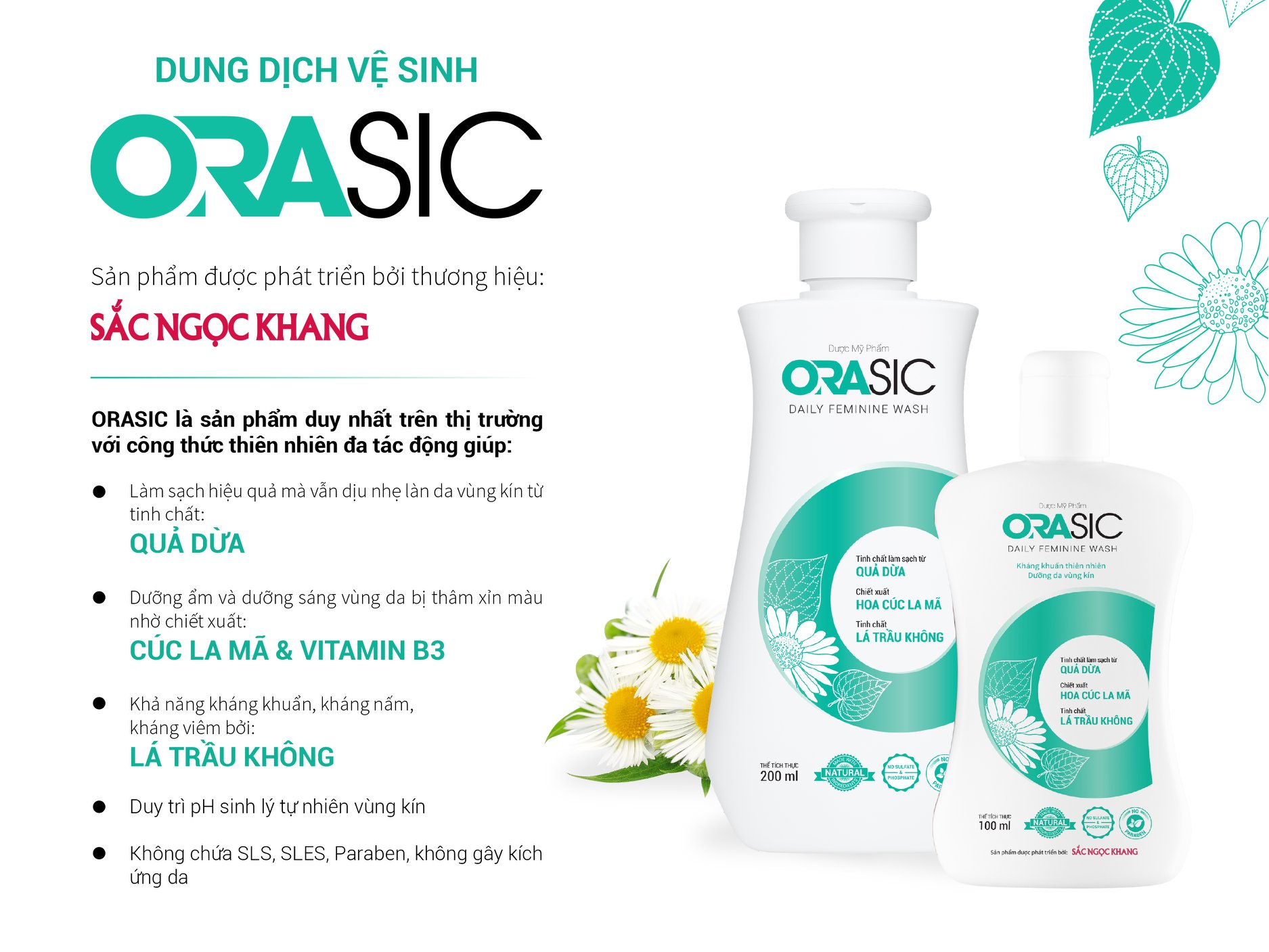 Dung dịch vệ sinh hằng ngày Orasic thảo dược - Hỗ trợ làm sạch, làm sáng, khử mùi