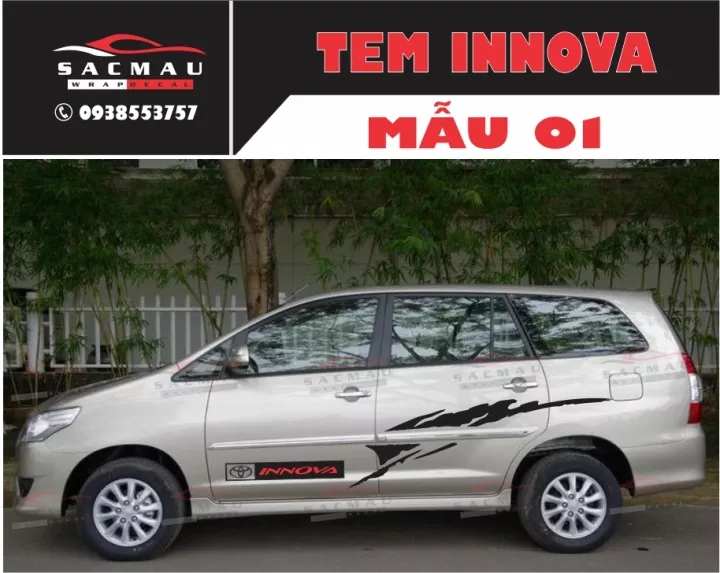 Tem dán xe Innova 2006 - 2021 ( miễn phí giao hàng)