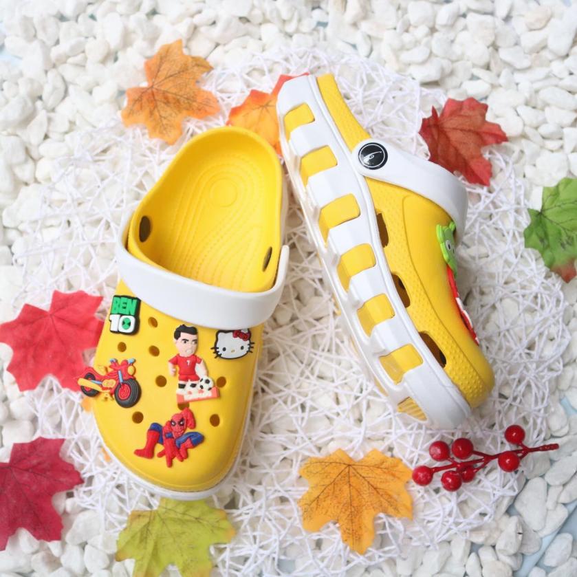 HÌNH THẬT - TẶNG 6 STICKER - DÉP SỤC CÁ SẤU SIÊU NHẸ ĐI MƯA SIZE NỮ - CÔNG TY NAM KHÁNH giá rẻ