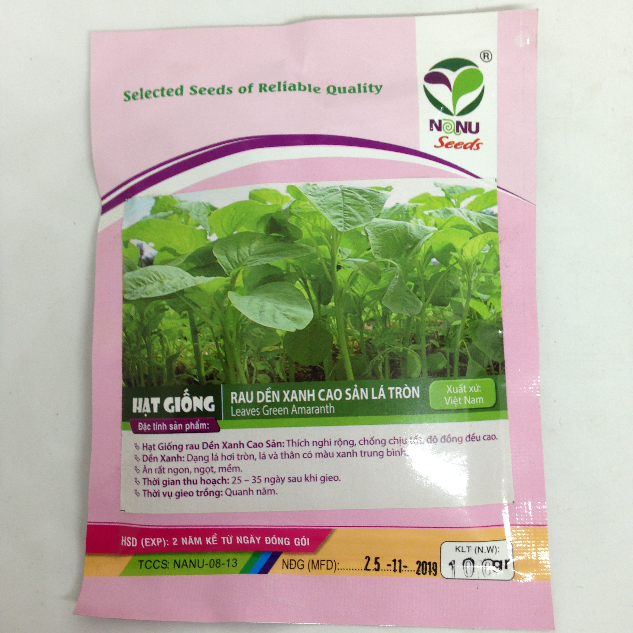 Gói 100g hạt giống rau dền Xanh - Nanuseeds