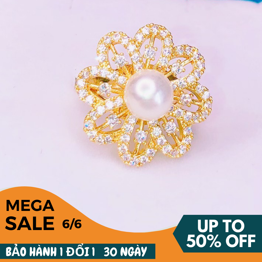 Nhẫn nữ vàng, nhẫn đẹp đính đá pha lê mạ vàng thật cao cấp, nhẫn hoa mai nhẫn ngọc trai xinh đẹp thời trang - Trang Sức