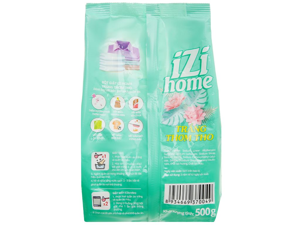 Bột giặt IZI HOME trắng thơm tho 500g